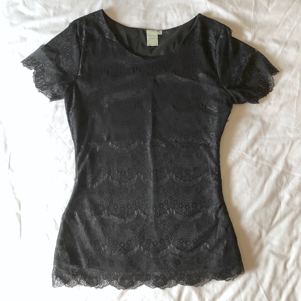 NWOT Shabby Apple 'Oscar' Lace Blouse, Black M